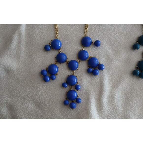 Lot of 3 STATEMENT Necklaces Blues & Pink/Red Cabochon Bubble Bib Chunky 17"+ - Picture 5 of 11